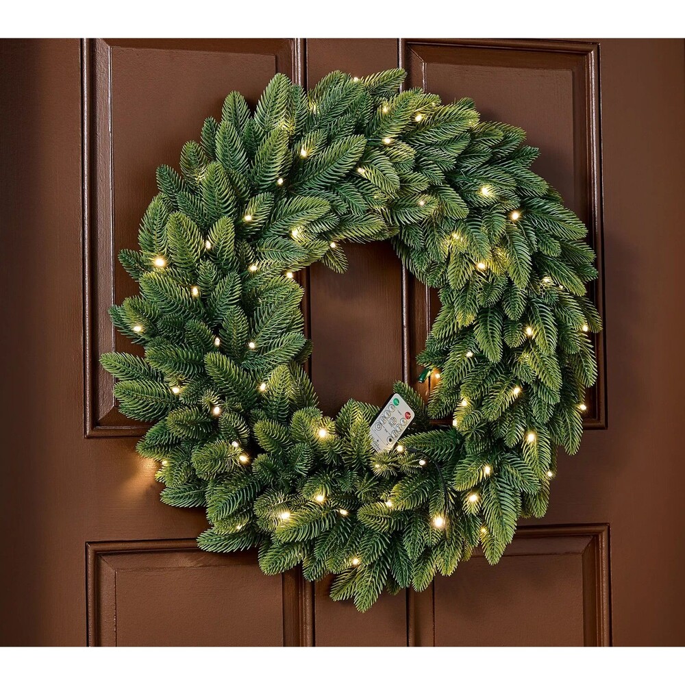 Bethlehem Lights Grand Radiance 26" Pre-Lit Wreath with 3-in-1 LEDs Green